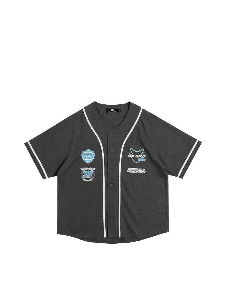 J Carnival II World Tour Race Car Baseball Shirt in Dark Grey