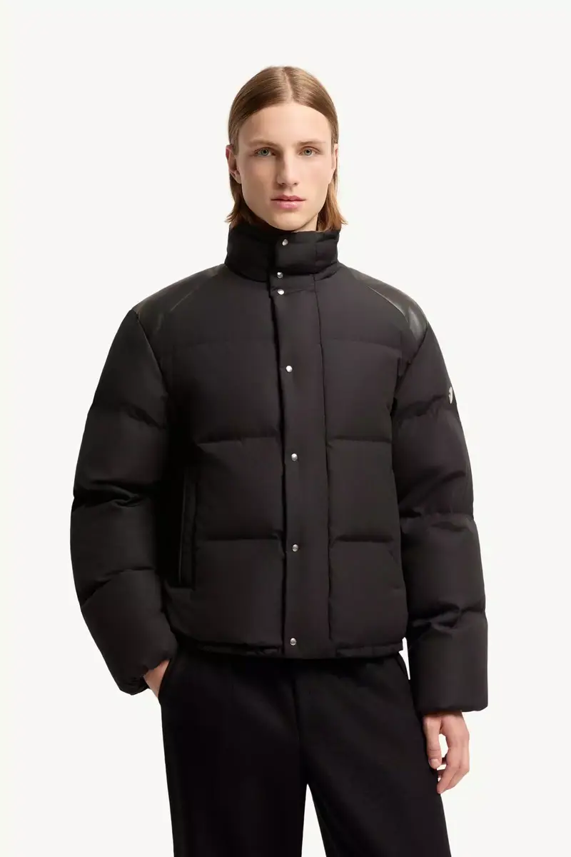 Moncler Verone Leather-trimmed Short Down Jacket | Thumbnail 5 Moncler Verone Leather-trimmed Short Down Jacket | Thumbnail 5