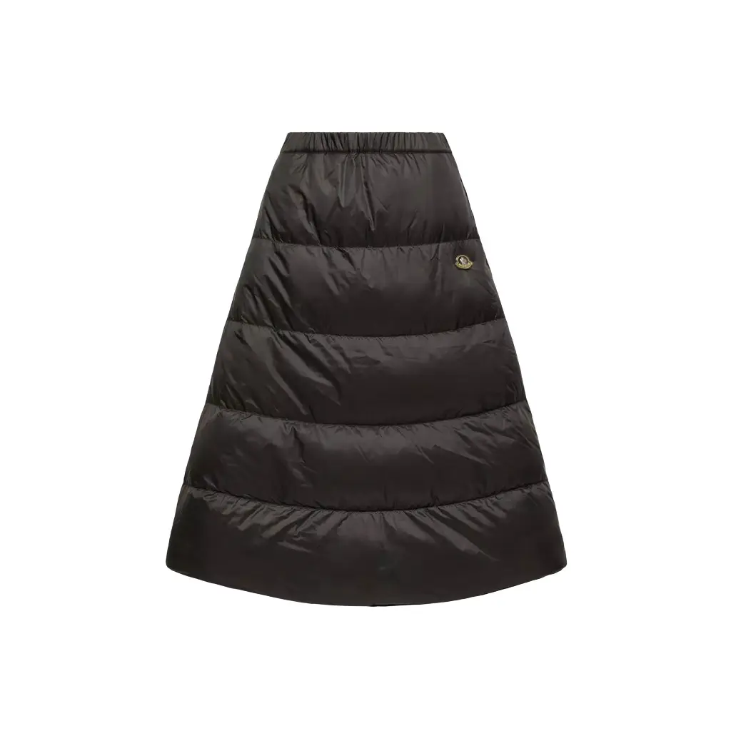 Reversible Wool Twill Padded Midi Skirt