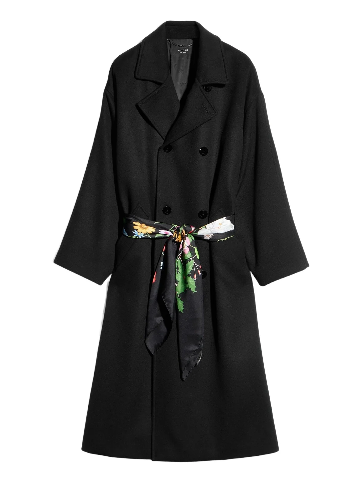 Gucci Wool Cashmere Coat With Foulard