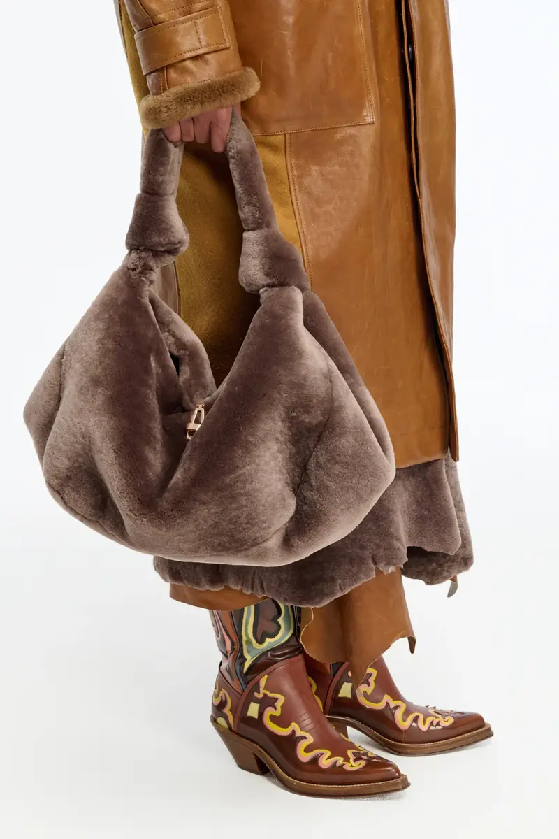 Gabriela Hearst Small Antonia Bag in Mocha Shearling | Thumbnail 2 Gabriela Hearst Small Antonia Bag in Mocha Shearling | Thumbnail 2