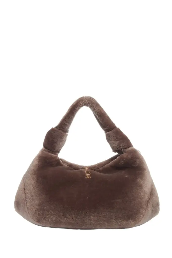 Gabriela Hearst Small Antonia Bag in Mocha Shearling