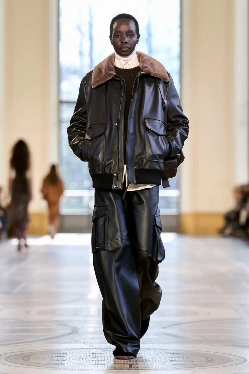 Gabriela Hearst Grant Bomber Jacket in Black Leather with Shearling Collar | Thumbnail 2 Gabriela Hearst Grant Bomber Jacket in Black Leather with Shearling Collar | Thumbnail 2
