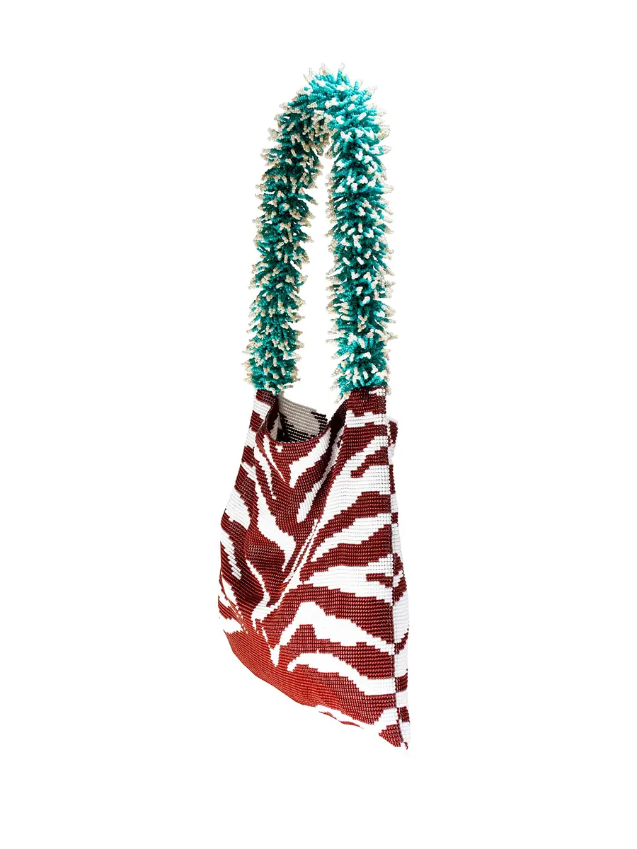 SAC DE SOUL Brown and Turquoise Zebra Clash of Prints Bag | Thumbnail 3