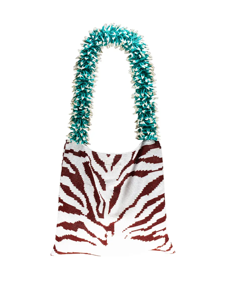 SAC DE SOUL Brown and Turquoise Zebra Clash of Prints Bag | Thumbnail 4