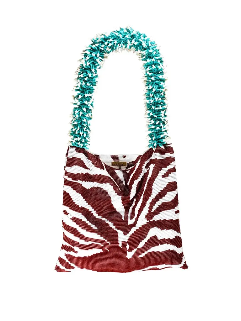 Brown and Turquoise Zebra Clash of Prints Bag Brown and Turquoise Zebra Clash of Prints Bag