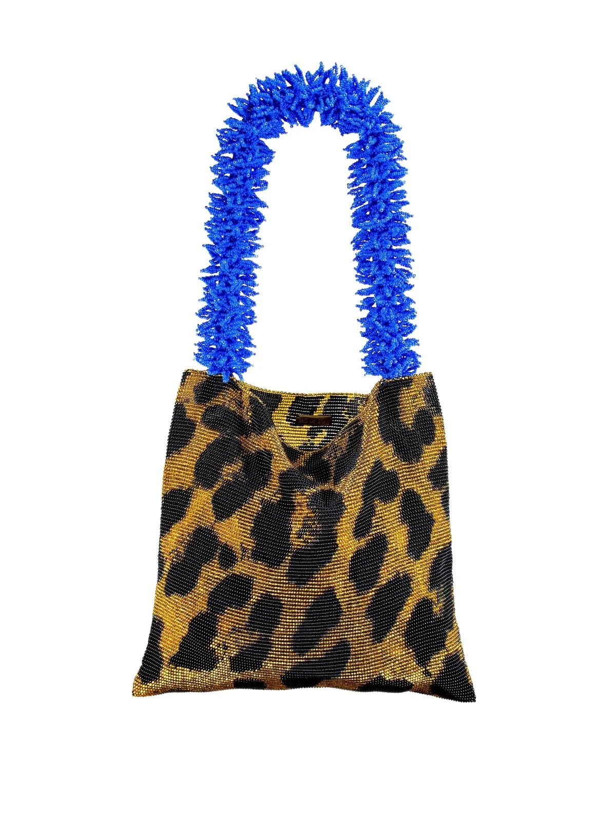 SAC DE SOUL Gold, Black, and Blue Leopard Clash of Prints Bag