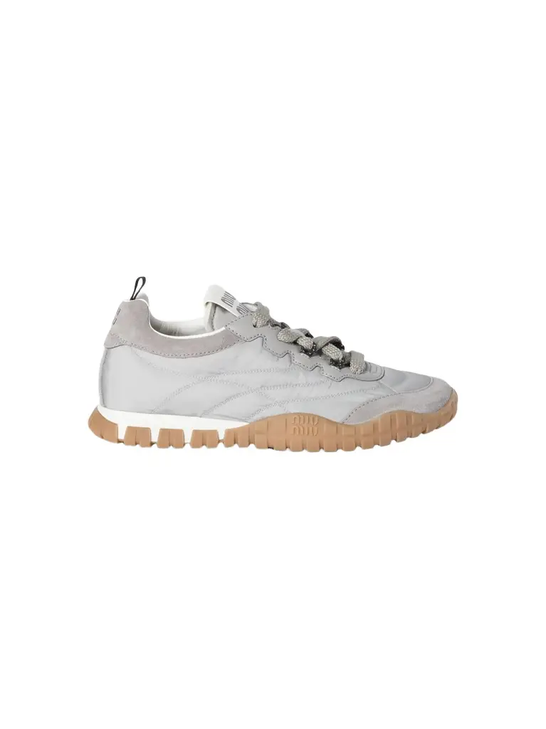 Miu Miu Tyre Technical Fabric and Suede Sneakers