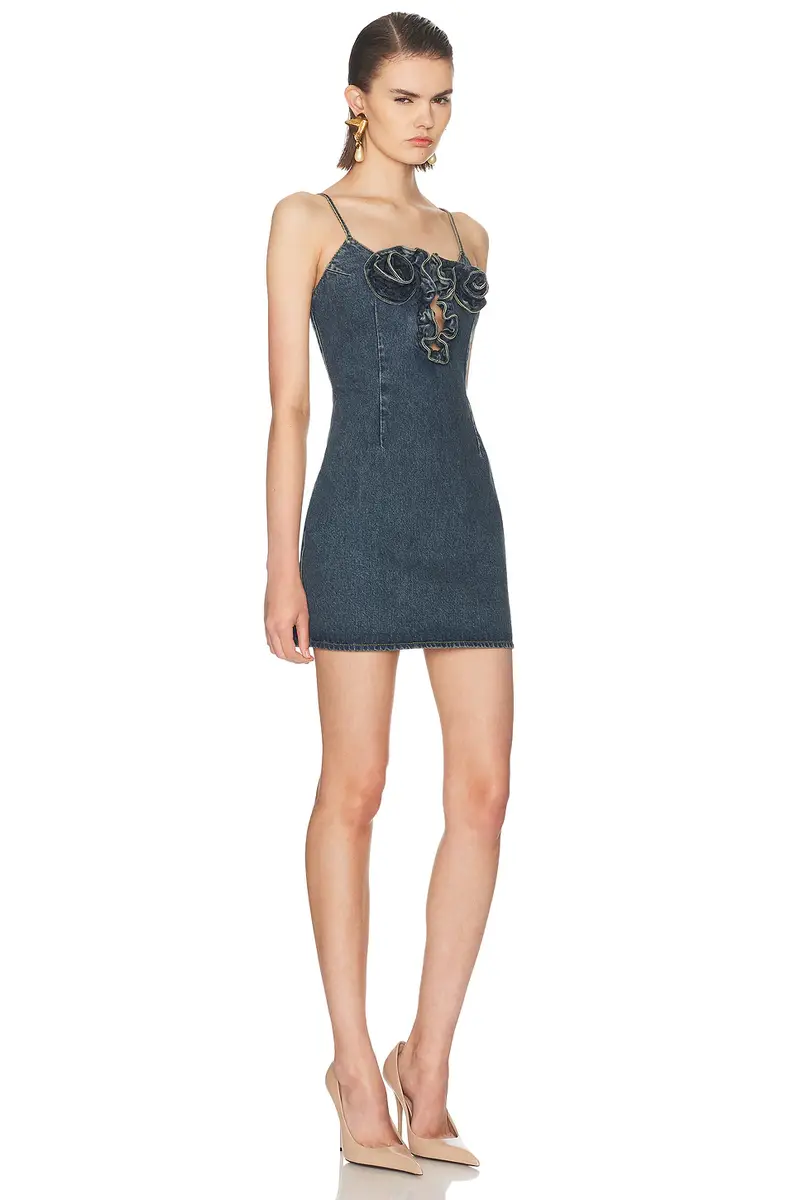Magda Butrym Floral Embellished Denim Mini Dress | Thumbnail 2 Magda Butrym Floral Embellished Denim Mini Dress | Thumbnail 2