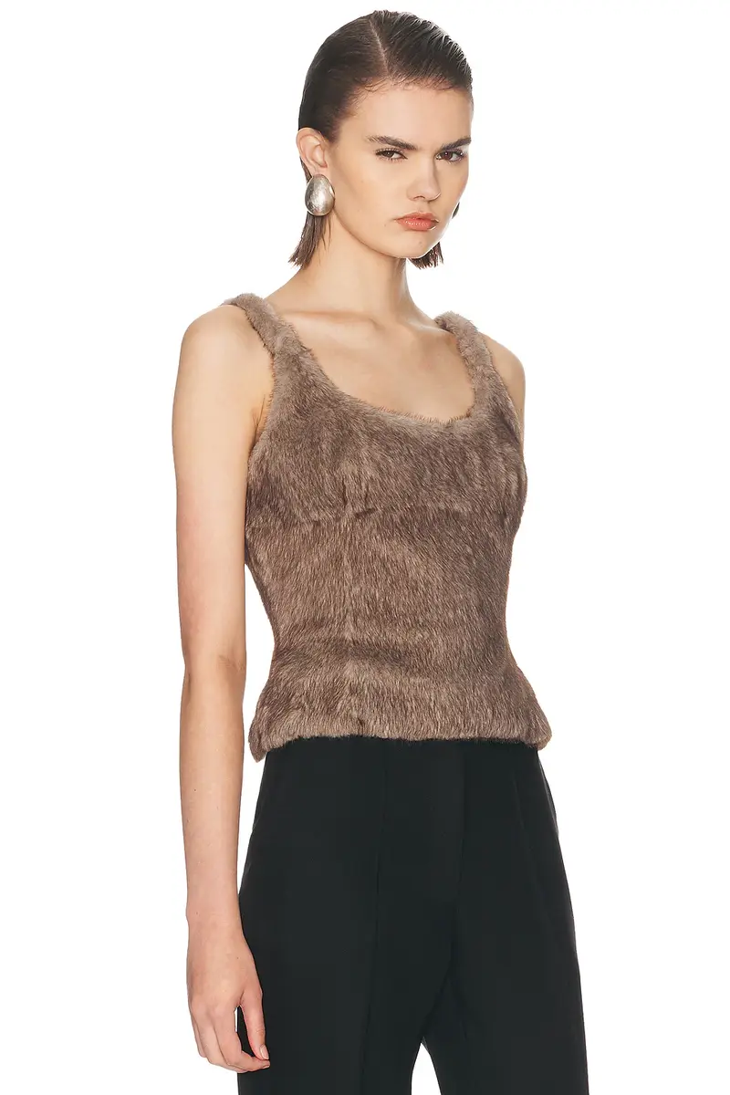 Alexander Wang Faux Fur Fitted Tank Top | Thumbnail 2 Alexander Wang Faux Fur Fitted Tank Top | Thumbnail 2