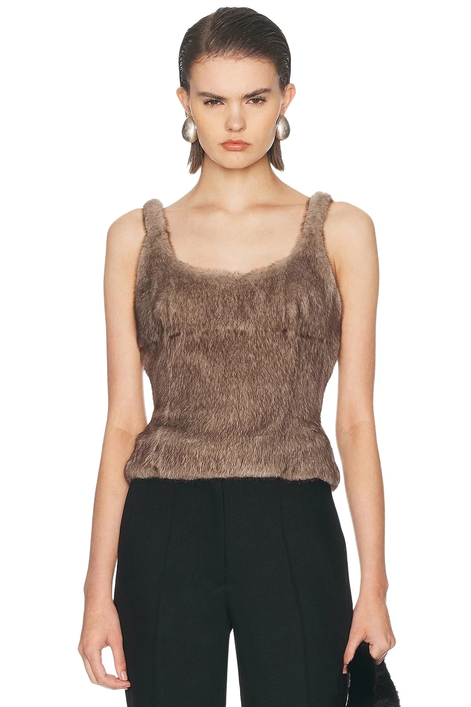 Alexander Wang Faux Fur Fitted Tank Top