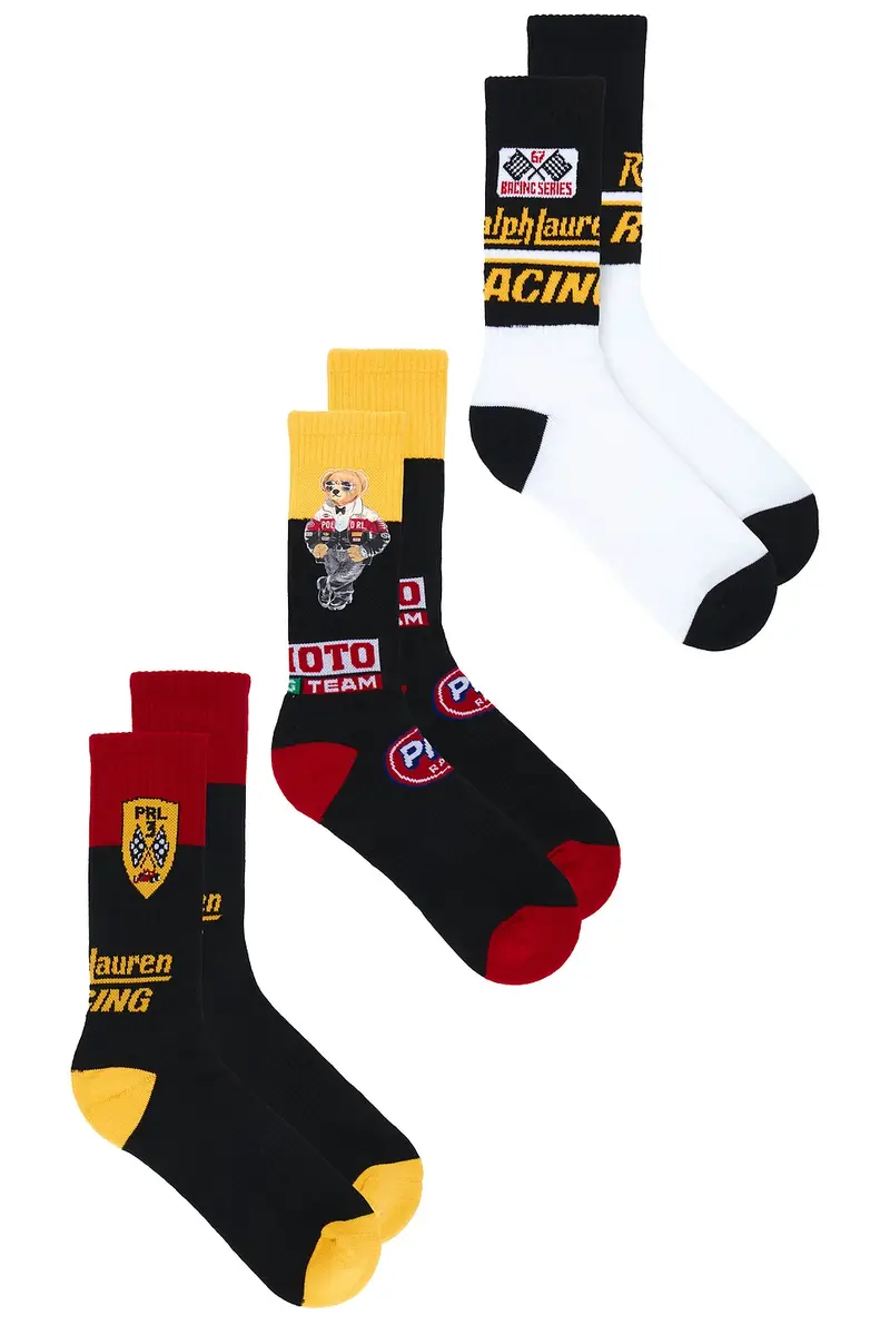 Polo Ralph Lauren RL Moto Bear Crew Socks 3-Pack Giftbox | Thumbnail 2 Polo Ralph Lauren RL Moto Bear Crew Socks 3-Pack Giftbox | Thumbnail 2
