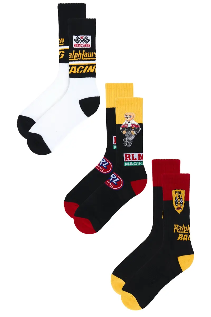 Polo Ralph Lauren RL Moto Bear Crew Socks 3-Pack Giftbox | Thumbnail 3 Polo Ralph Lauren RL Moto Bear Crew Socks 3-Pack Giftbox | Thumbnail 3