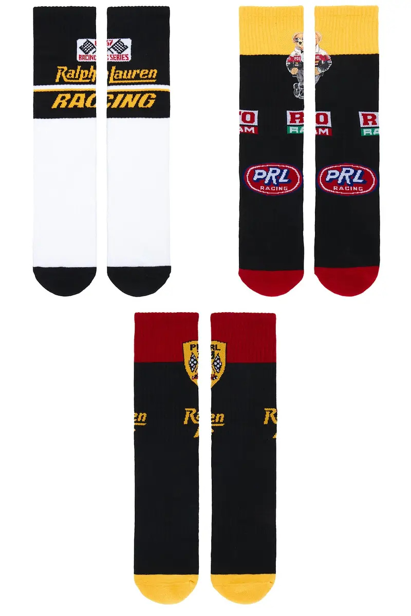 Polo Ralph Lauren RL Moto Bear Crew Socks 3-Pack Giftbox | Thumbnail 4 Polo Ralph Lauren RL Moto Bear Crew Socks 3-Pack Giftbox | Thumbnail 4