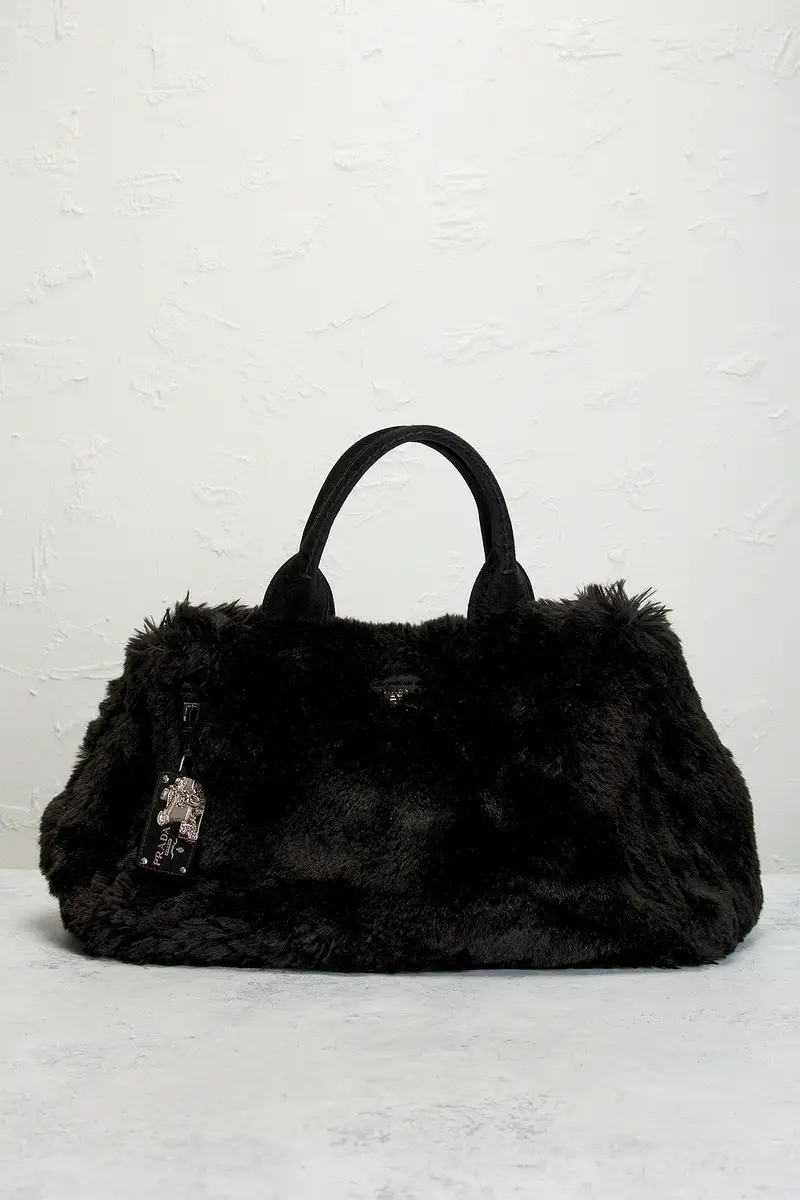 Prada Prada Fur Canapa Tote Bag | Thumbnail 2 Prada Prada Fur Canapa Tote Bag | Thumbnail 2