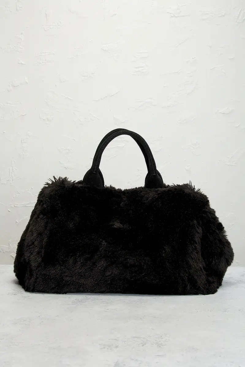 Prada Prada Fur Canapa Tote Bag | Thumbnail 3 Prada Prada Fur Canapa Tote Bag | Thumbnail 3