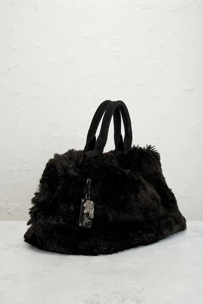 Prada Prada Fur Canapa Tote Bag | Thumbnail 4 Prada Prada Fur Canapa Tote Bag | Thumbnail 4