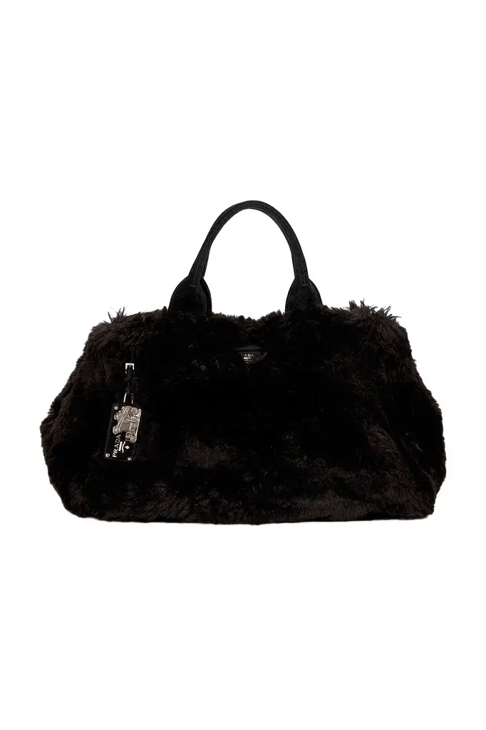 Prada Prada Fur Canapa Tote Bag