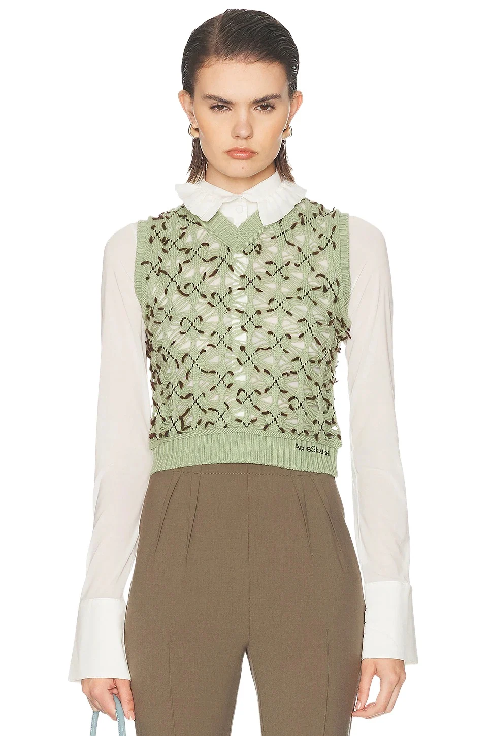 Kuedi Open Work Argyle Sweater Kuedi Open Work Argyle Sweater