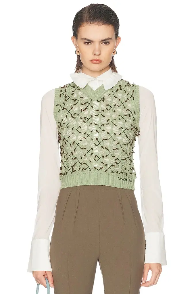 Kuedi Open Work Argyle Sweater Kuedi Open Work Argyle Sweater