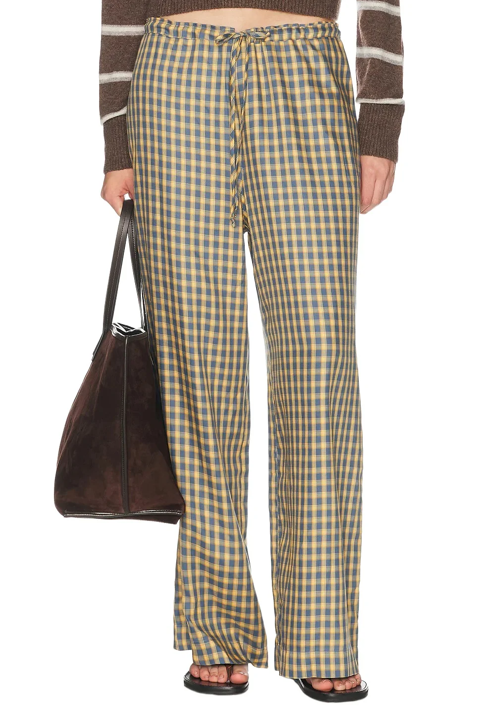 DONNI. The Tencel Plaid Tie Pant