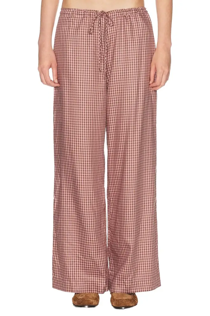 DONNI. The Tencel Plaid Tie Pant