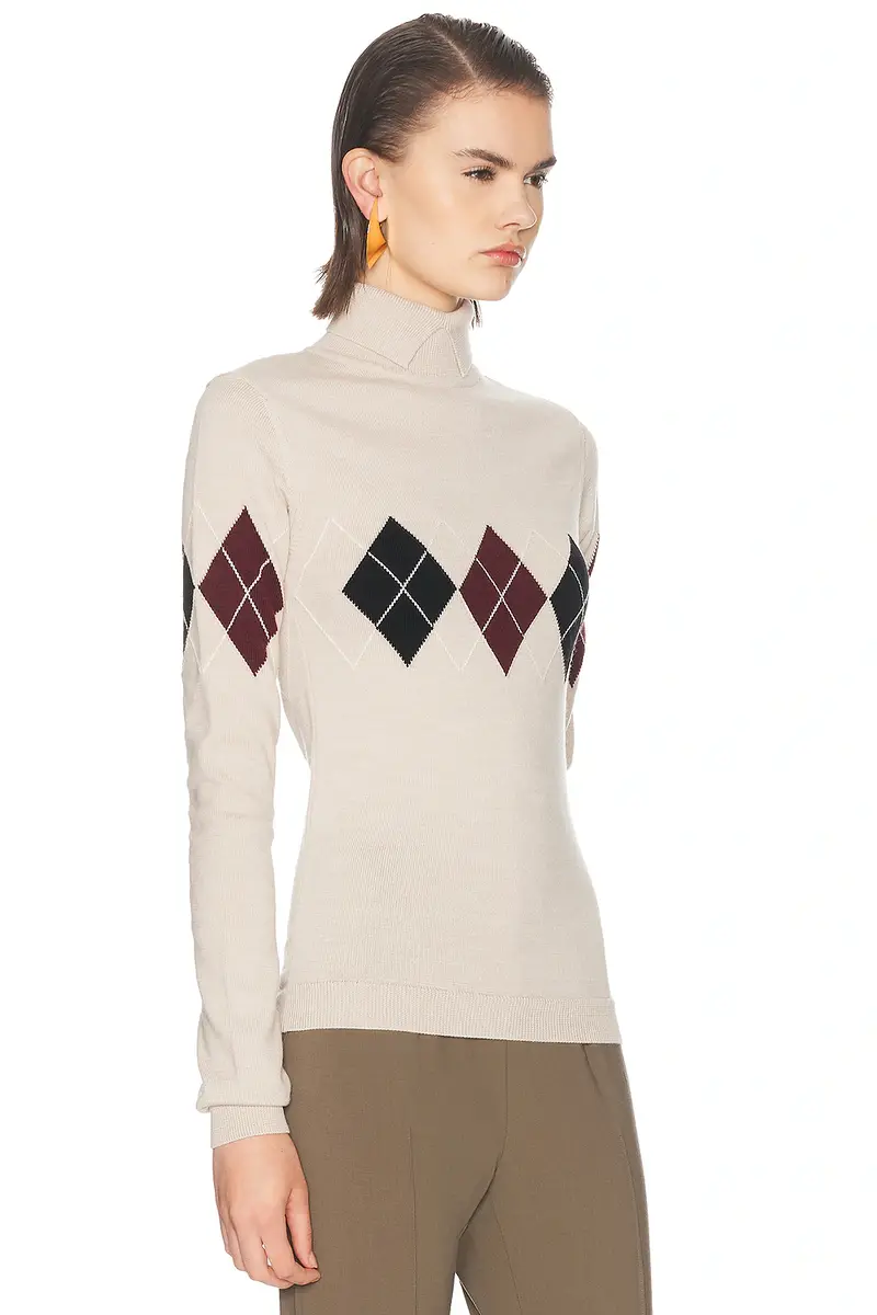 Mugler Argyle Knit Turtleneck Sweater | Thumbnail 2 Mugler Argyle Knit Turtleneck Sweater | Thumbnail 2
