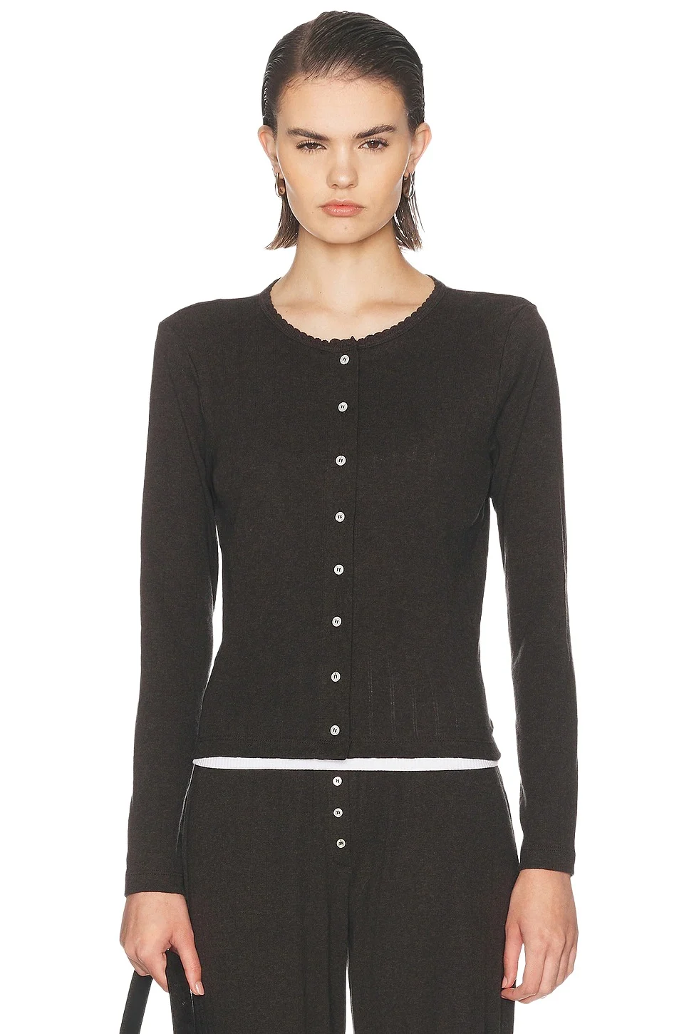 LESET Pointelle Classic Cardigan
