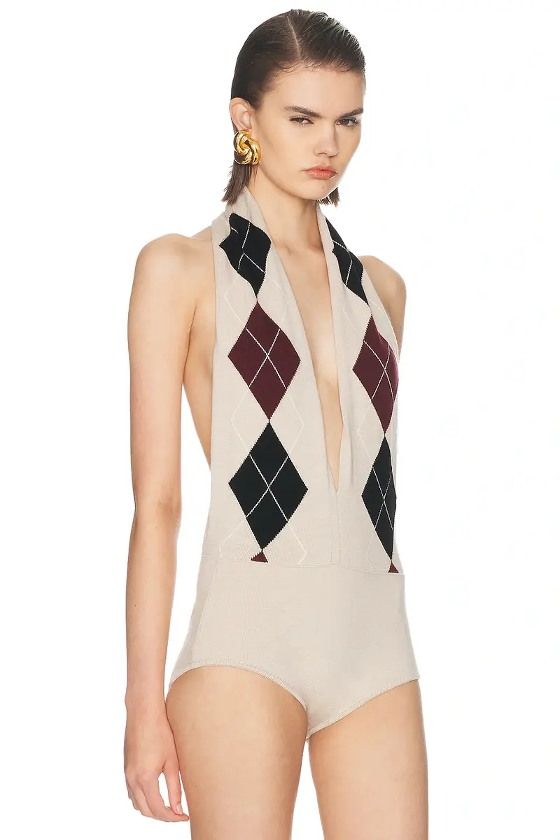 Mugler Argyle Wool Bodysuit | Thumbnail 3 Mugler Argyle Wool Bodysuit | Thumbnail 3