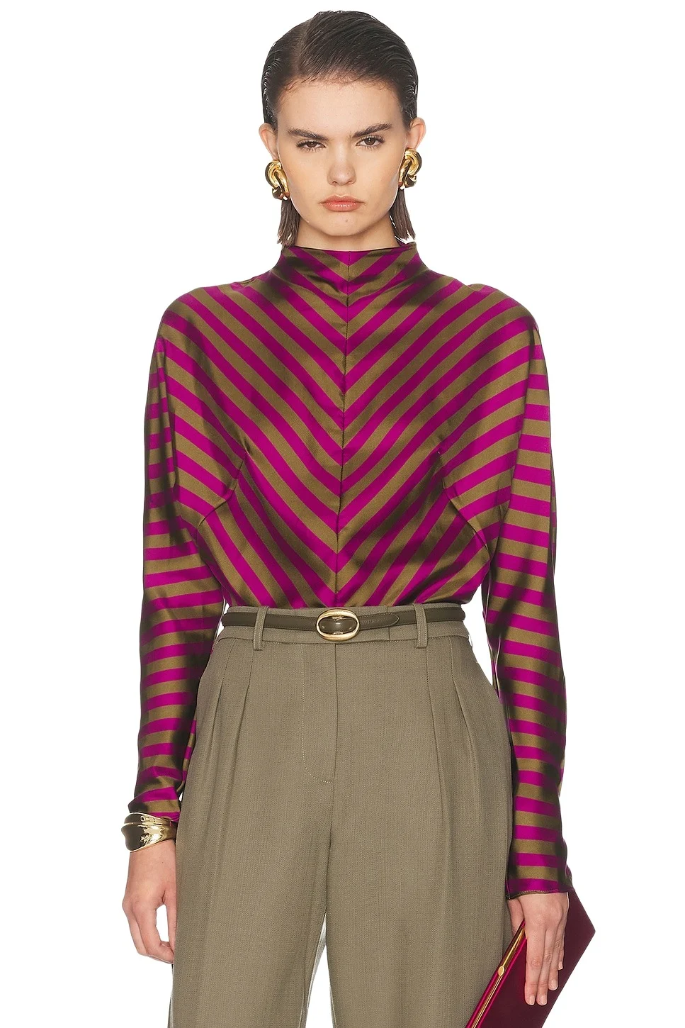 Mugler Silk Turtleneck Top