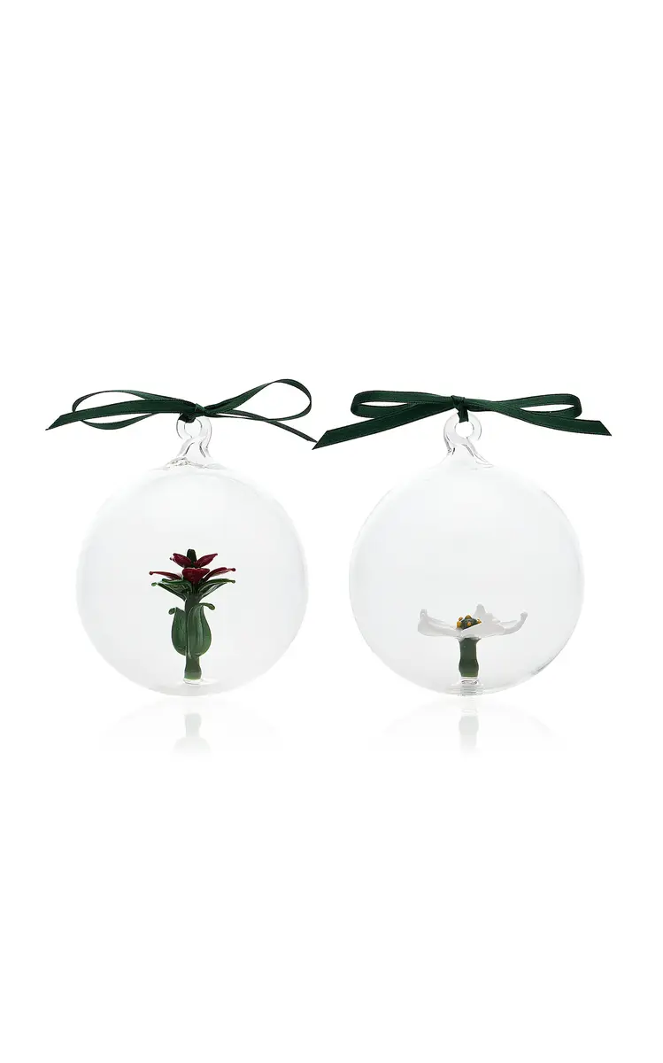 Set-of-Two Handmade Glass Christmas Ornaments Set-of-Two Handmade Glass Christmas Ornaments