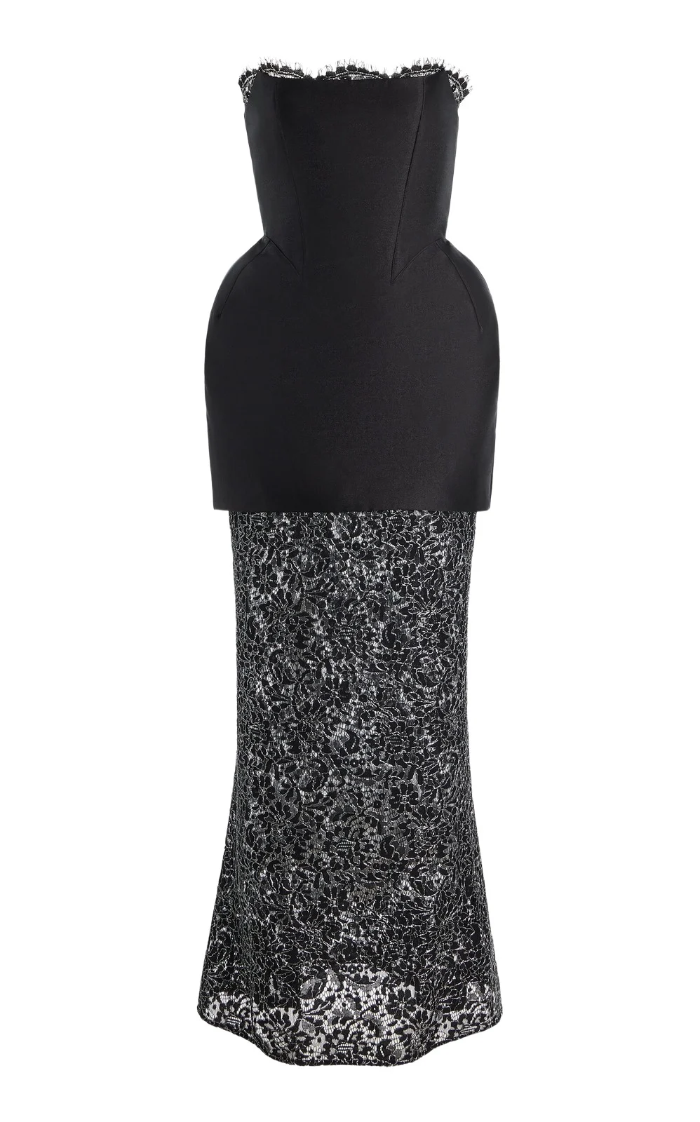 DE LA VALI Exclusive Epidote Twill-Overlay Metallic-Lace Midi Dress