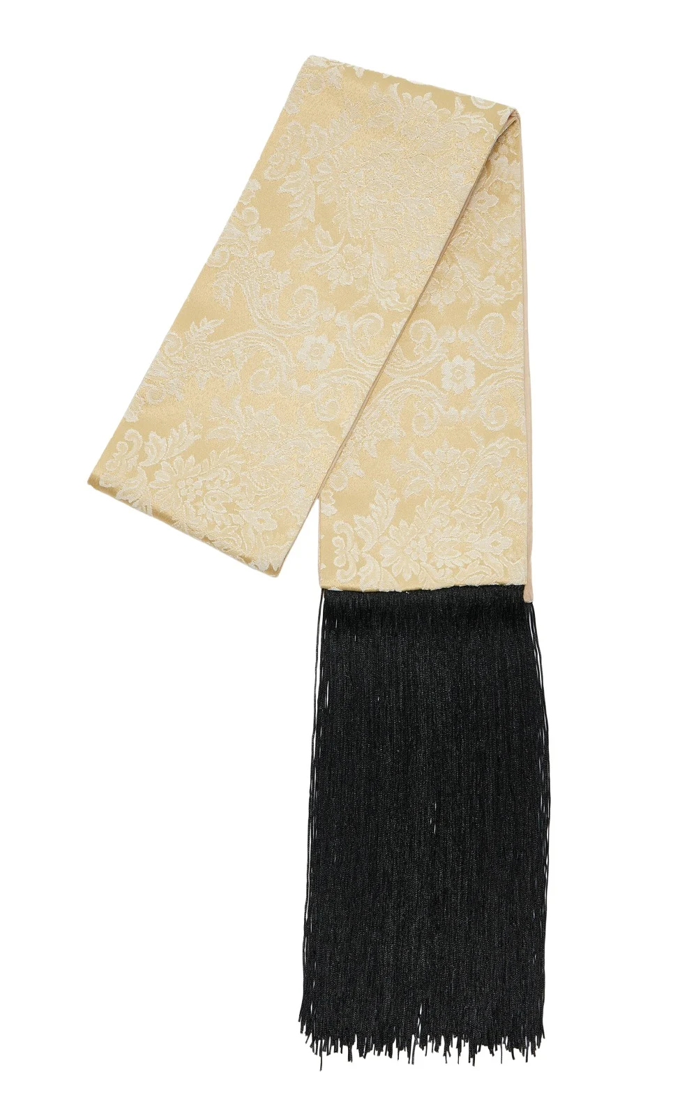 Merci C'est Vintage Antique Fringed Silk-Jacquard Scarf