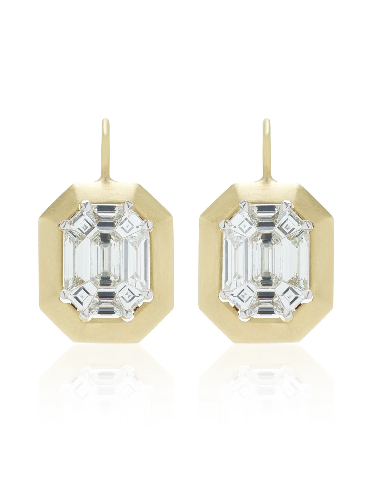Mosaic 18K Yellow Gold Diamond Earrings