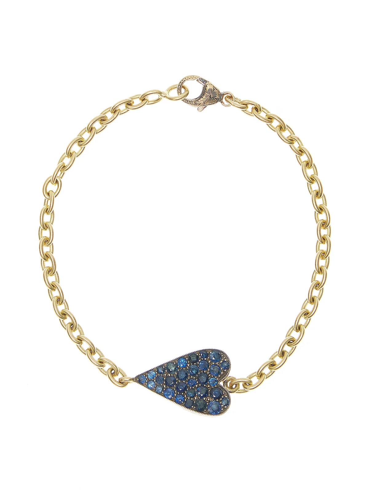 Reclaimed Heart 18K Yellow Gold and Sterling Silver Sapphire Bracelet Reclaimed Heart 18K Yellow Gold and Sterling Silver Sapphire Bracelet