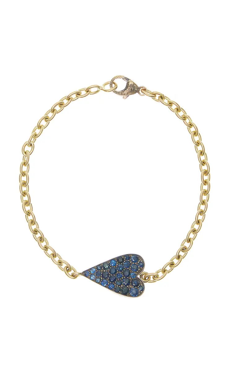Reclaimed Heart 18K Yellow Gold and Sterling Silver Sapphire Bracelet Reclaimed Heart 18K Yellow Gold and Sterling Silver Sapphire Bracelet