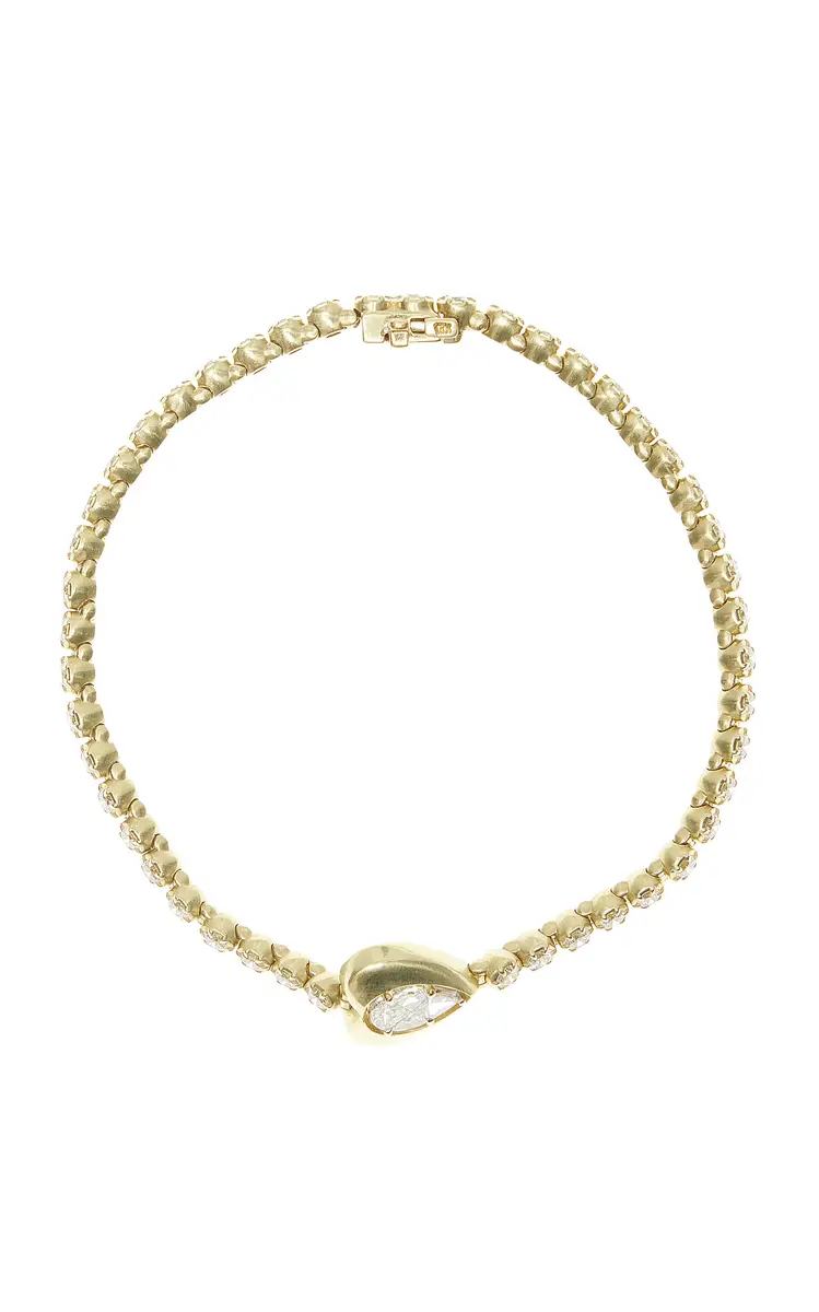 Sylva & Cie Mosaic Heart 18K Yellow Gold Diamond Tennis Bracelet