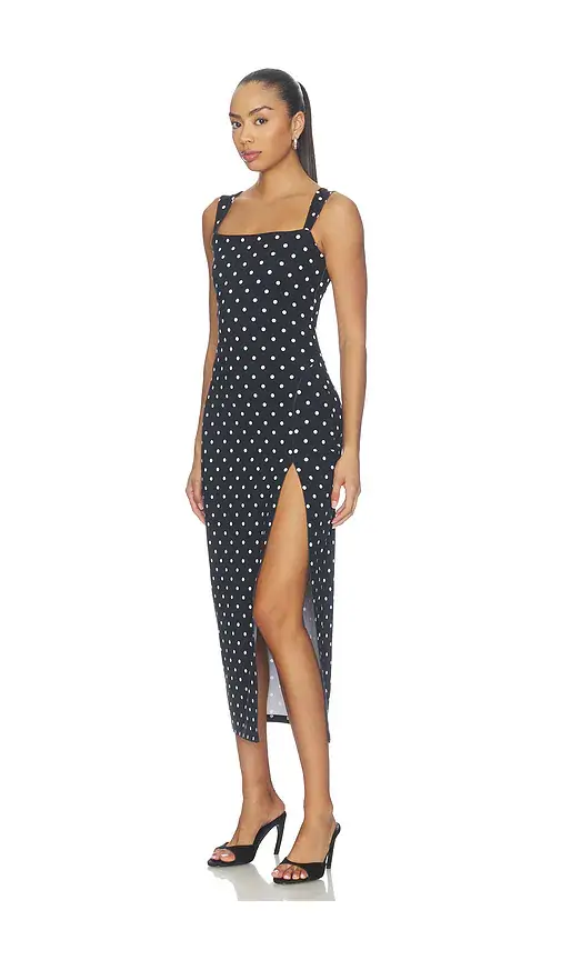 susana monaco Polka Dot Angle Strap Slit Dress | Thumbnail 2 susana monaco Polka Dot Angle Strap Slit Dress | Thumbnail 2
