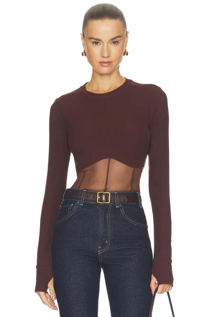 x REVOLVE Danton Rib Mesh Corset Top