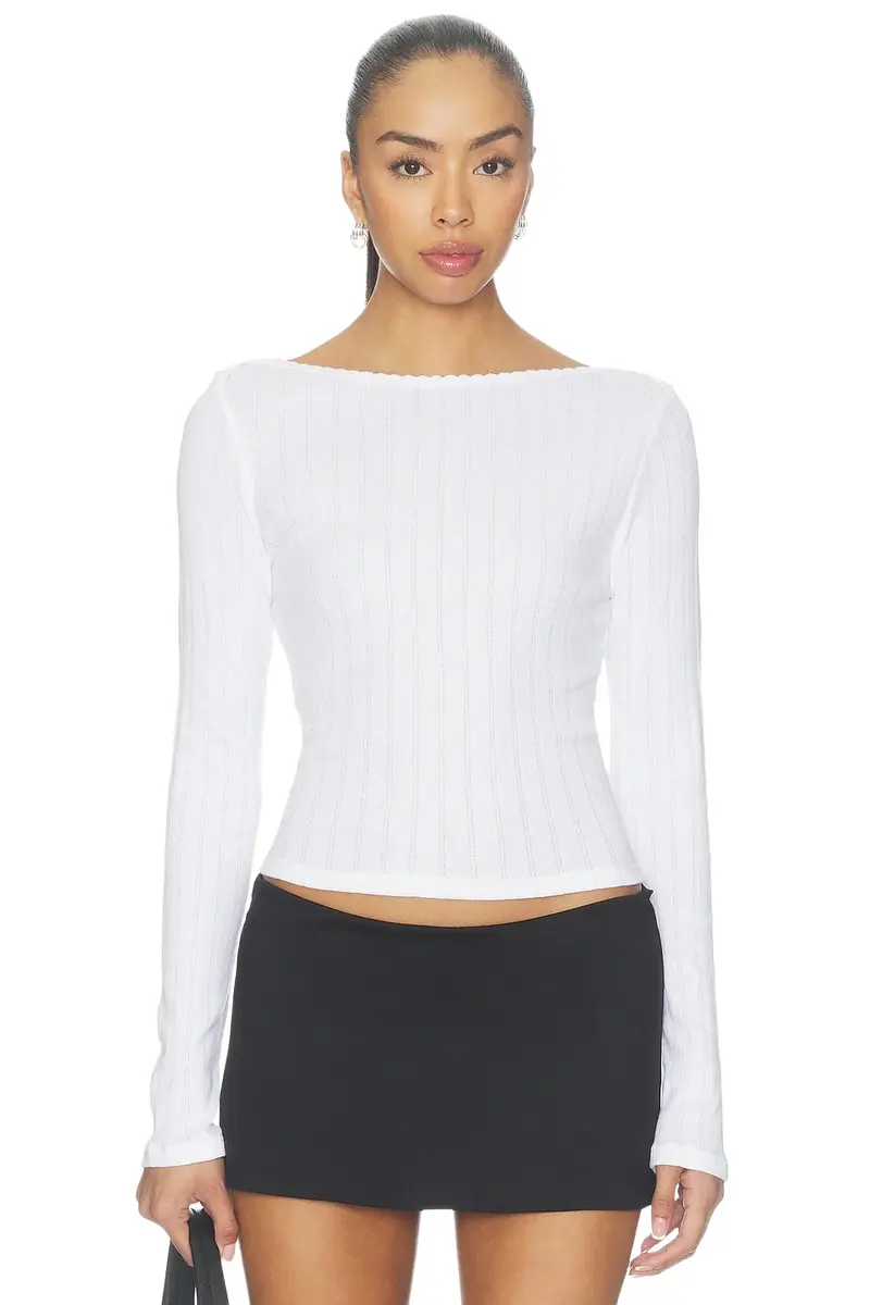 Pointelle Long Sleeve Bateau Top Pointelle Long Sleeve Bateau Top