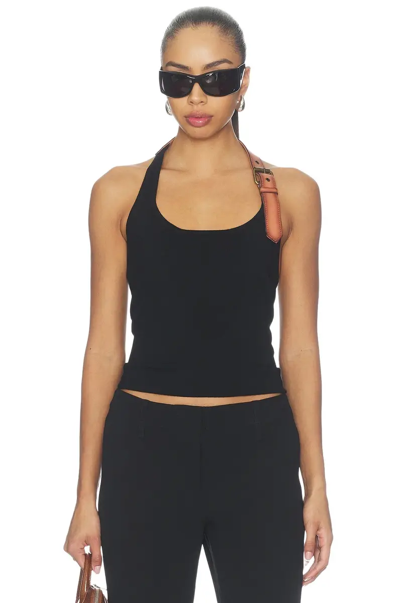 Monse Leather Belt Knit Top