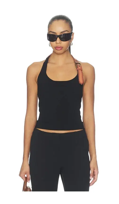 Monse Leather Belt Knit Top