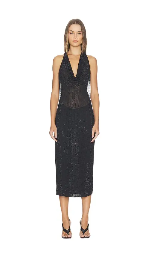 Layered Cowl Neck Hotfix Dress Layered Cowl Neck Hotfix Dress