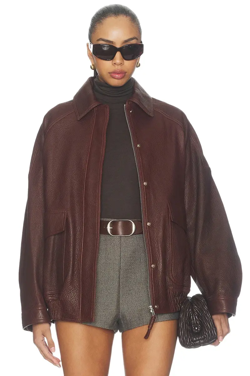 Grain Leather Aviator Jacket
