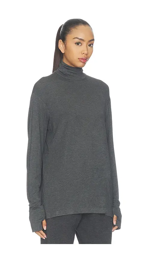 Norma Kamali Long Sleeve Turtleneck Easy Fit Top | Thumbnail 2