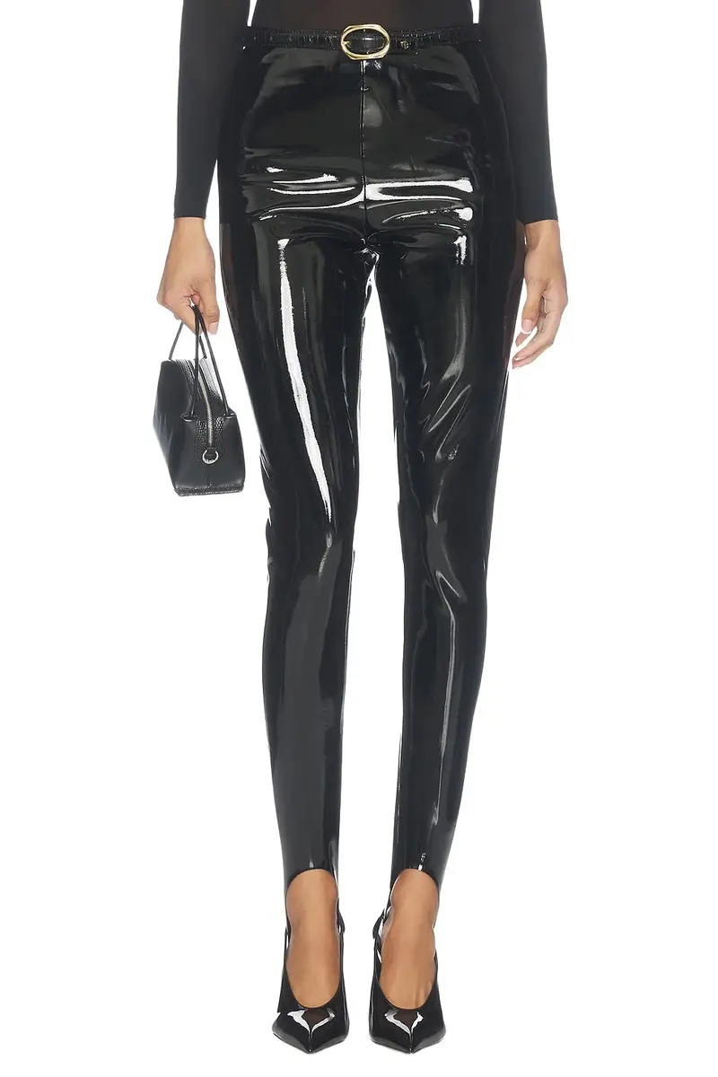 Faux Patent Stirrup Legging