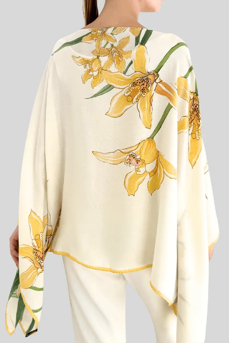 RANI ARABELLA Floral Print Poncho - Dancing Lady Flowers | Thumbnail 4 RANI ARABELLA Floral Print Poncho - Dancing Lady Flowers | Thumbnail 4