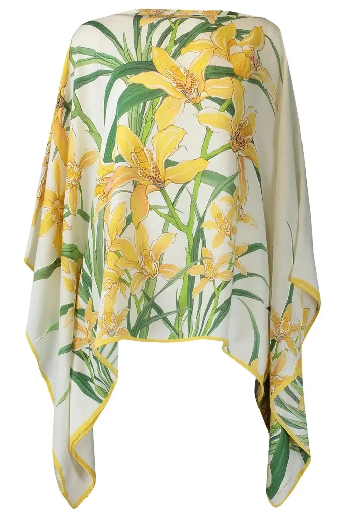 Floral Print Poncho - Dancing Lady Flowers Floral Print Poncho - Dancing Lady Flowers