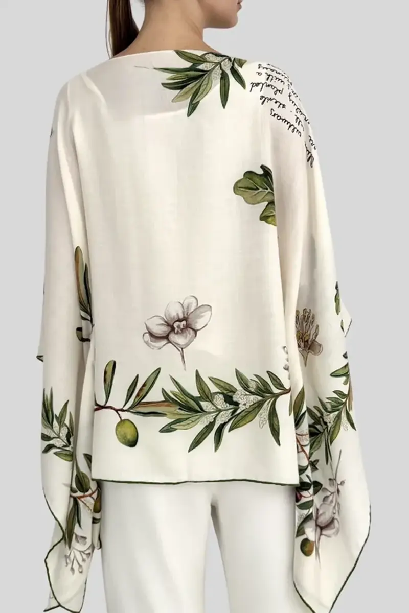 RANI ARABELLA Floral Print Poncho - Olive Tree | Thumbnail 4 RANI ARABELLA Floral Print Poncho - Olive Tree | Thumbnail 4