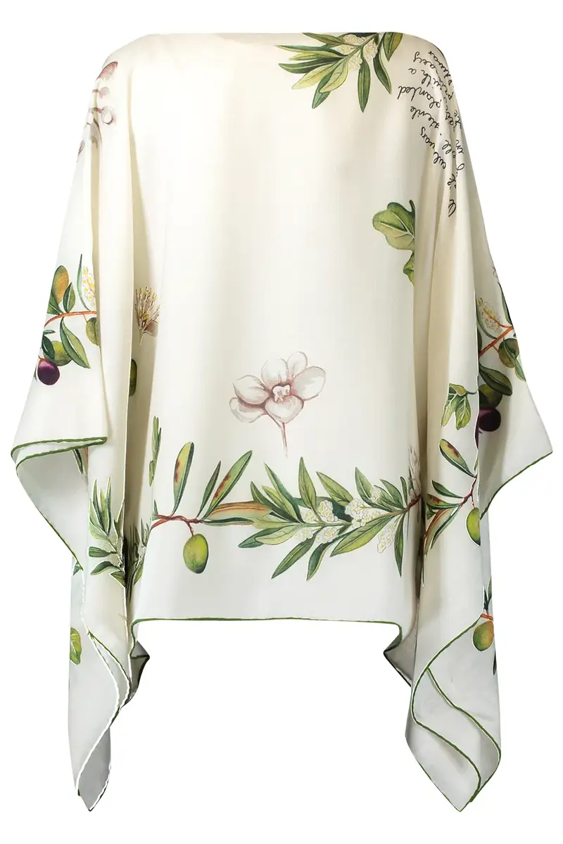 RANI ARABELLA Floral Print Poncho - Olive Tree | Thumbnail 5 RANI ARABELLA Floral Print Poncho - Olive Tree | Thumbnail 5